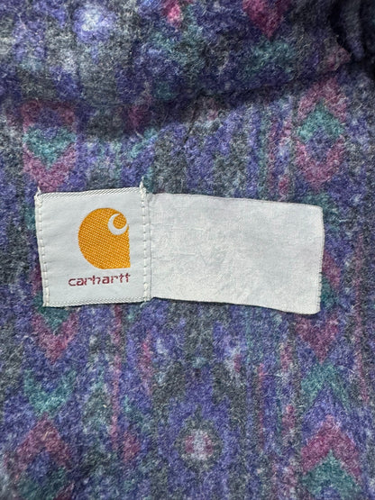 VTG Carhartt JB6865 Aztec Blanket Lined Denim SW Active Jacket Dbl Black - L/XL