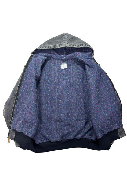 VTG Carhartt JB6865 Aztec Blanket Lined Denim SW Active Jacket Dbl Black - L/XL