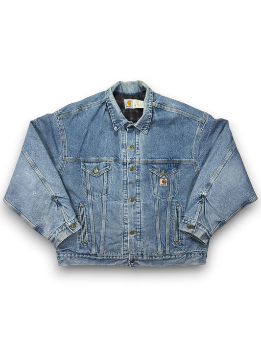 VTG Carhartt JB0998 Blanket Lined Farm Chore Field Jean Jacket Tucker Denim - XL