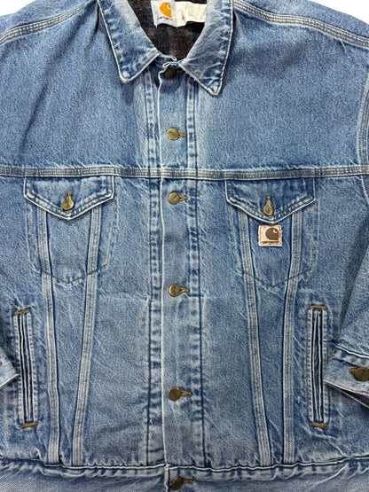 VTG Carhartt JB0998 Blanket Lined Farm Chore Field Jean Jacket Tucker Denim - XL