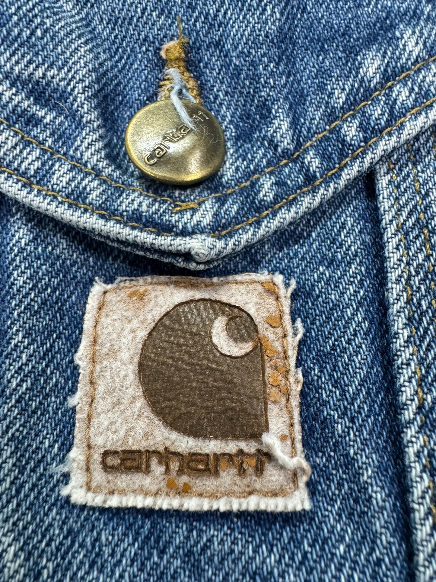 VTG Carhartt JB0998 Blanket Lined Farm Chore Field Jean Jacket Tucker Denim - XL