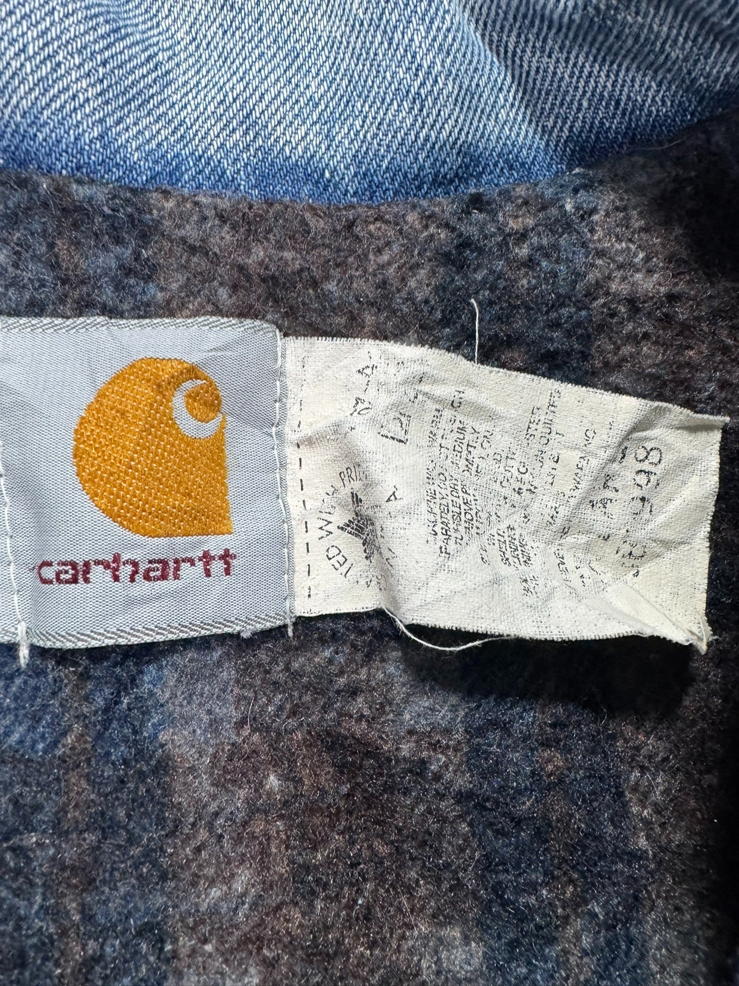 VTG Carhartt JB0998 Blanket Lined Farm Chore Field Jean Jacket Tucker Denim - XL