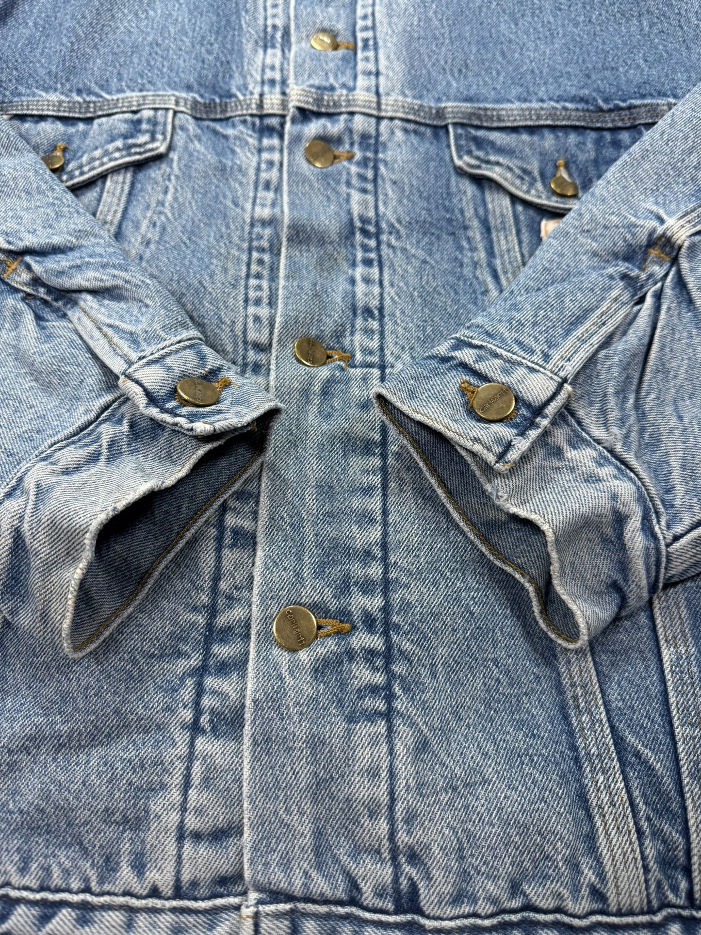 VTG Carhartt JB0998 Blanket Lined Farm Chore Field Jean Jacket Tucker Denim - XL