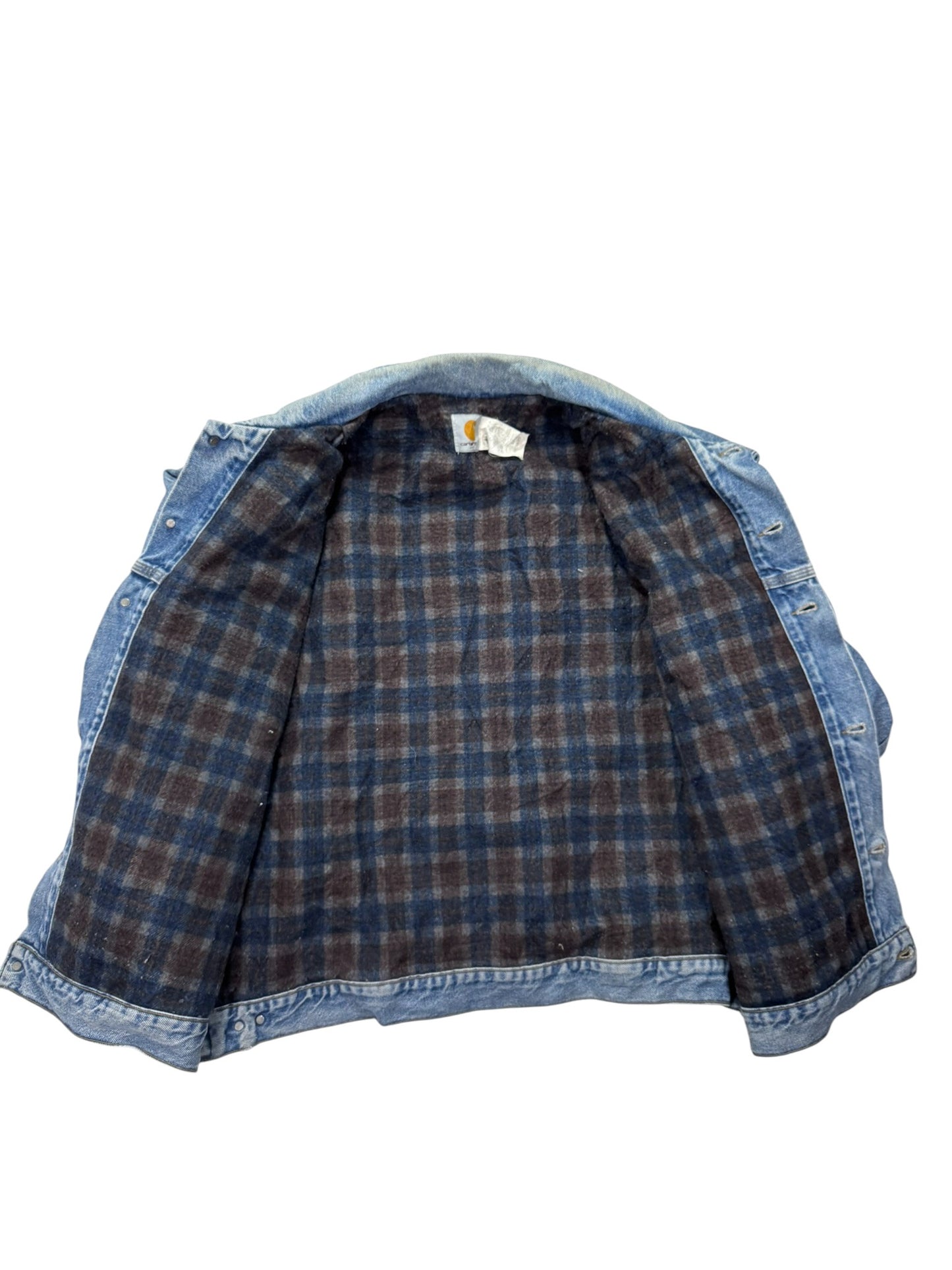 VTG Carhartt JB0998 Blanket Lined Farm Chore Field Jean Jacket Tucker Denim - XL