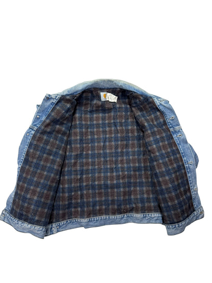 VTG Carhartt JB0998 Blanket Lined Farm Chore Field Jean Jacket Tucker Denim - XL