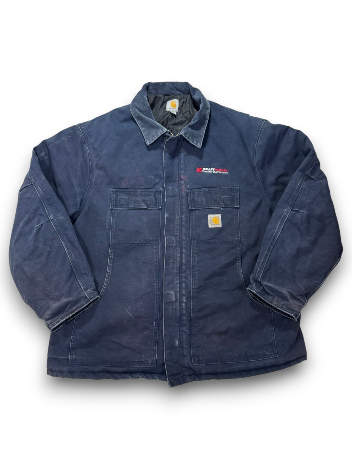VTG Carhartt C003 DNY Dark Navy Artic Quilted Chore Jacket - XXL