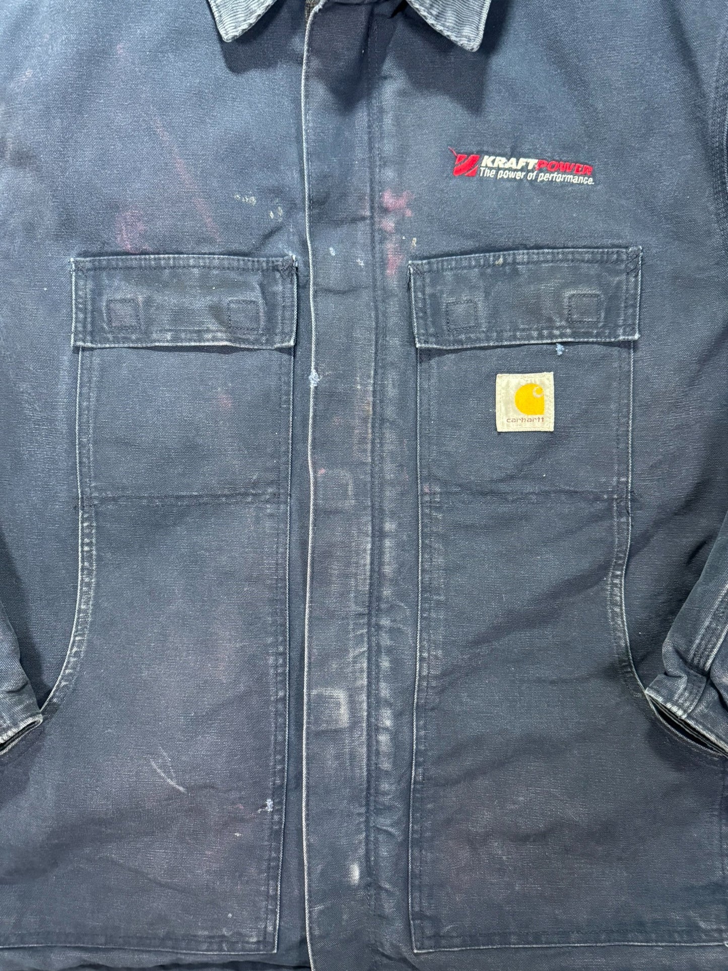 VTG Carhartt C003 DNY Dark Navy Artic Quilted Chore Jacket - XXL