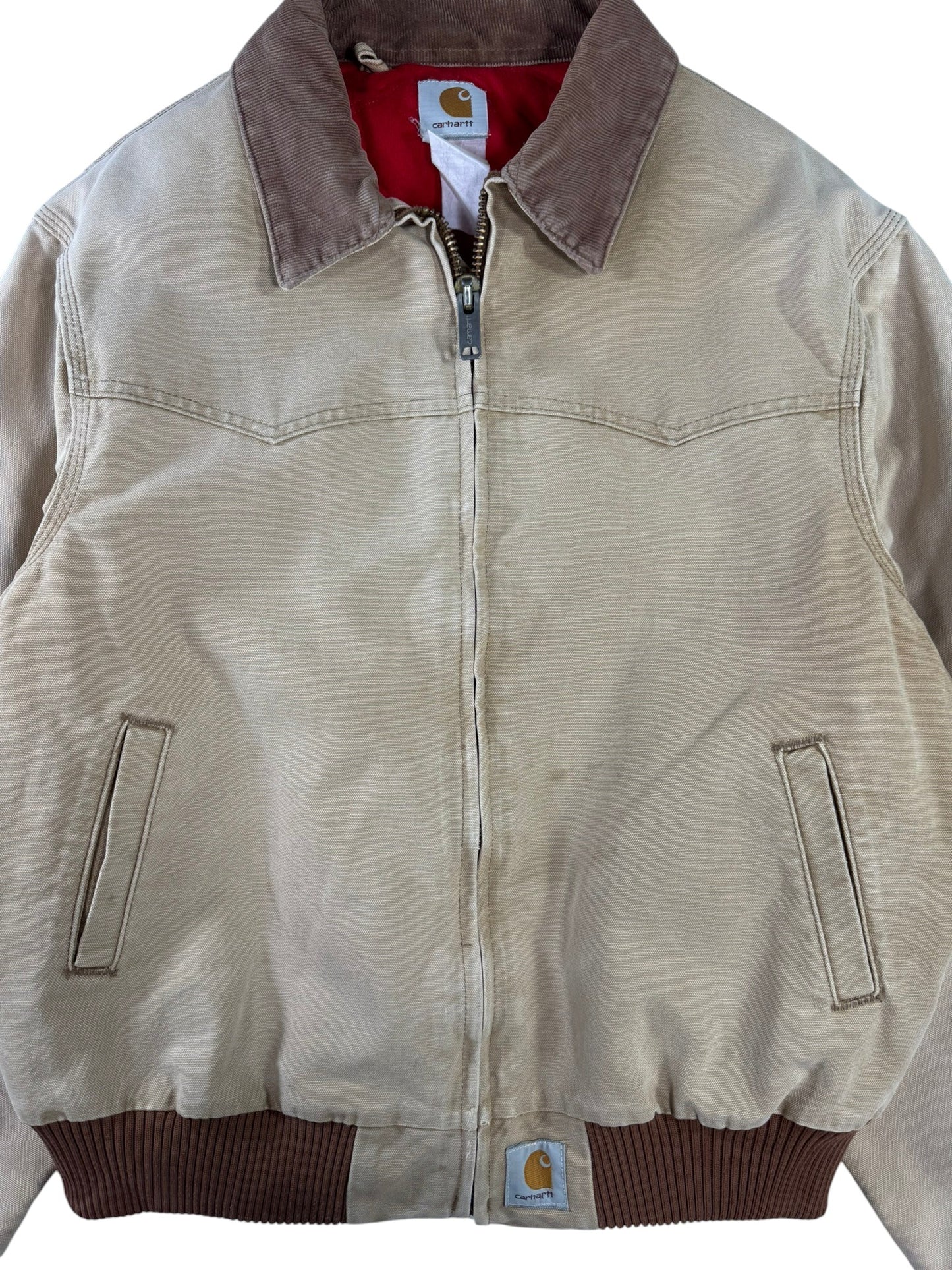 Vintage Carhartt J13 BRN Santa Fe Jacket Faded Brown Red Quilt Lining Men's XL