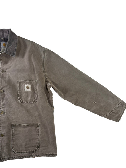Vintage Carhartt C02CHT Faded Brown Duck Canvas Blanket Lined Chore Coat Mens XL