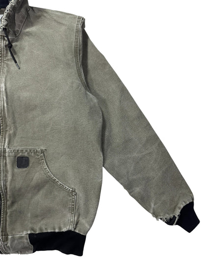 VTG Distressed Faded Carhartt J360 ARG Green Canvas Hooded Jacket Mesh Lined - M