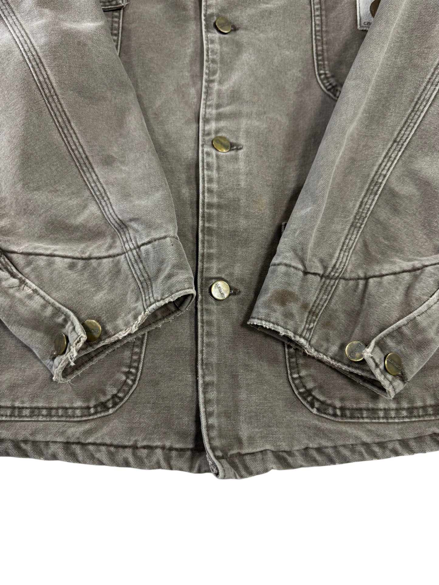 Vintage Carhartt C02CHT Faded Brown Duck Canvas Blanket Lined Chore Coat Mens XL