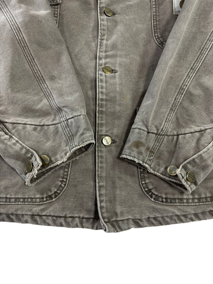Vintage Carhartt C02CHT Faded Brown Duck Canvas Blanket Lined Chore Coat Mens XL