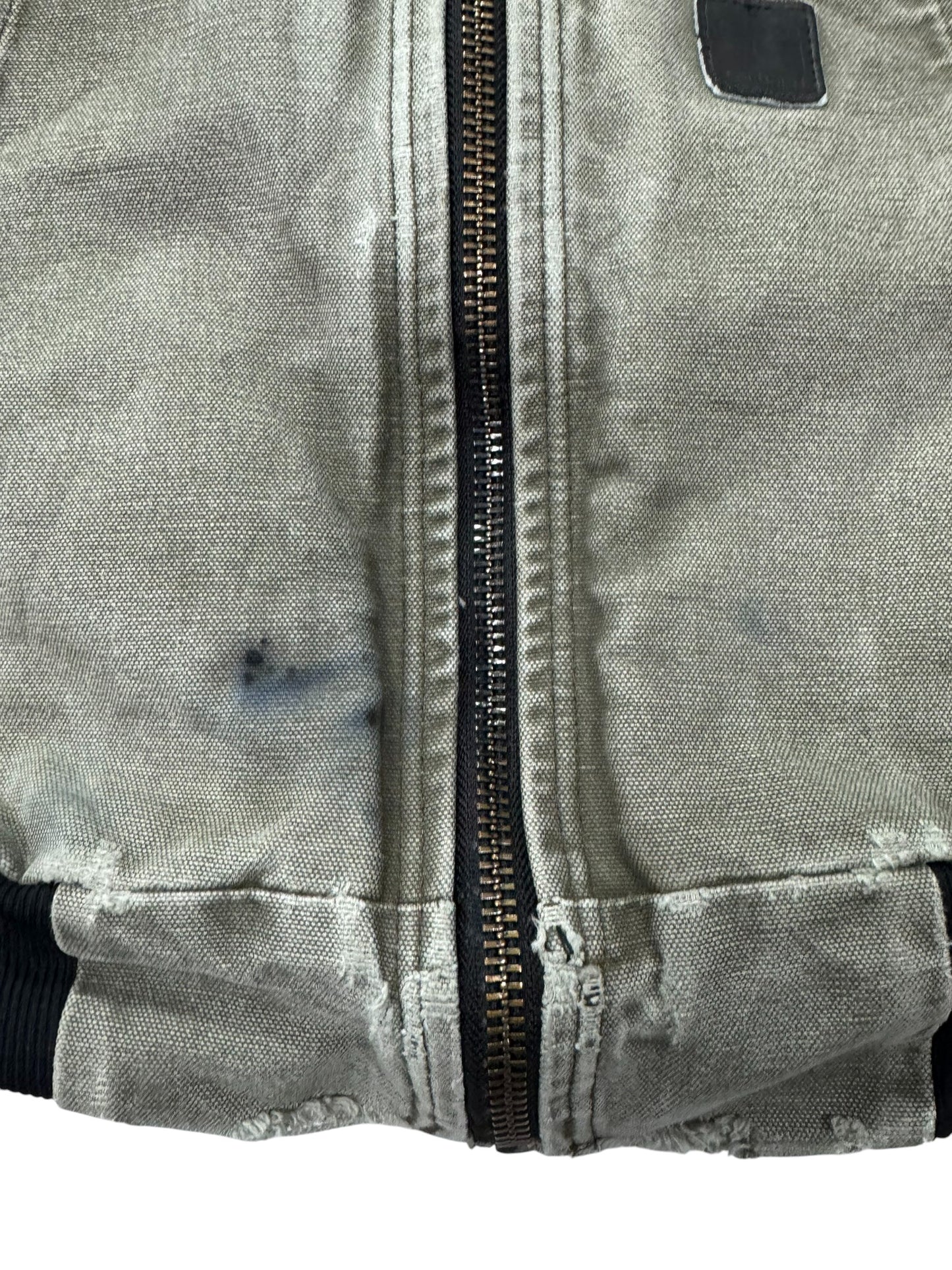 VTG Distressed Faded Carhartt J360 ARG Green Canvas Hooded Jacket Mesh Lined - M