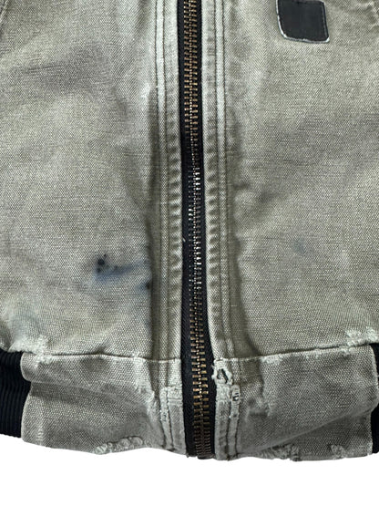 VTG Distressed Faded Carhartt J360 ARG Green Canvas Hooded Jacket Mesh Lined - M