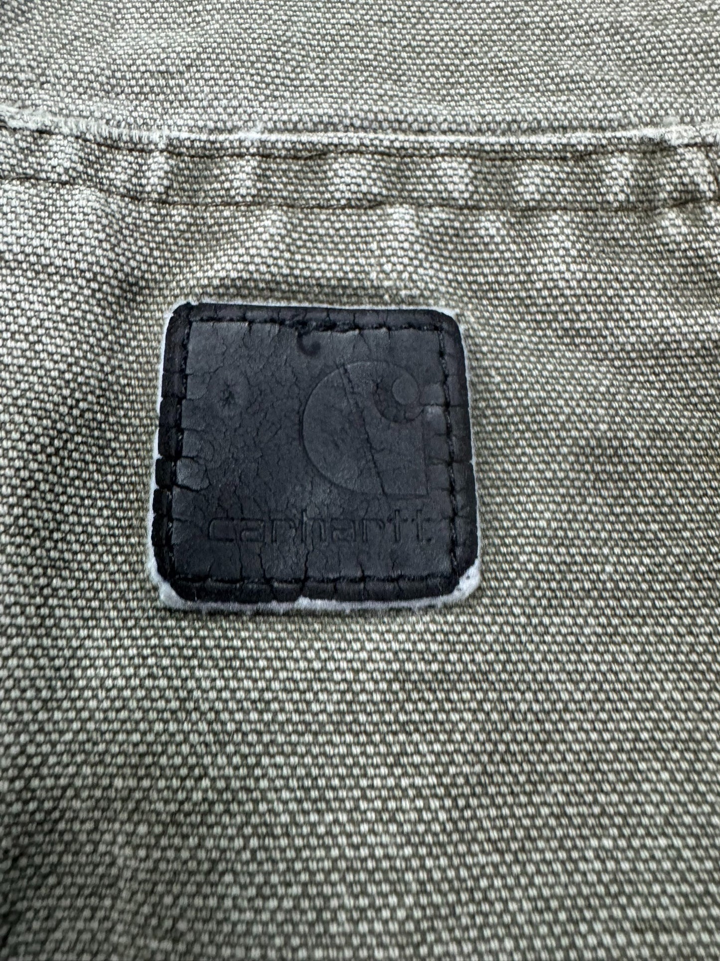 VTG Distressed Faded Carhartt J360 ARG Green Canvas Hooded Jacket Mesh Lined - M