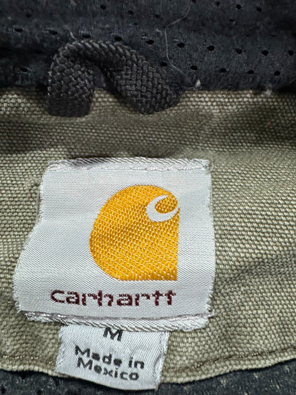 VTG Distressed Faded Carhartt J360 ARG Green Canvas Hooded Jacket Mesh Lined - M