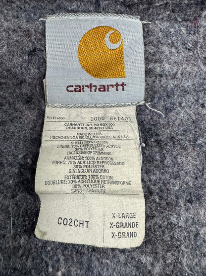 Vintage Carhartt C02CHT Faded Brown Duck Canvas Blanket Lined Chore Coat Mens XL