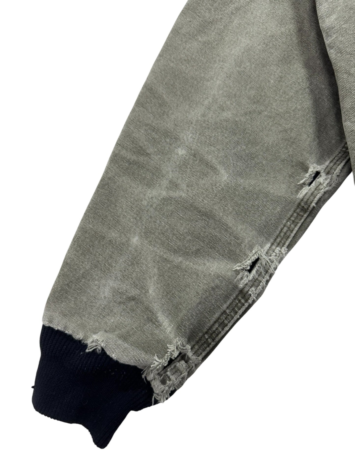 VTG Distressed Faded Carhartt J360 ARG Green Canvas Hooded Jacket Mesh Lined - M