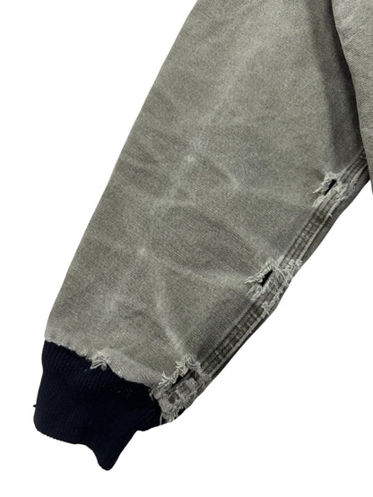 VTG Distressed Faded Carhartt J360 ARG Green Canvas Hooded Jacket Mesh Lined - M