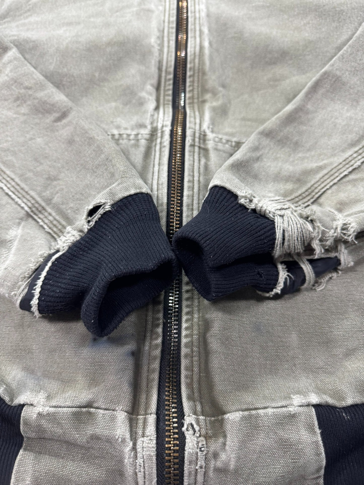 VTG Distressed Faded Carhartt J360 ARG Green Canvas Hooded Jacket Mesh Lined - M