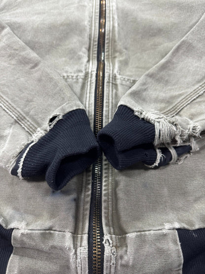 VTG Distressed Faded Carhartt J360 ARG Green Canvas Hooded Jacket Mesh Lined - M