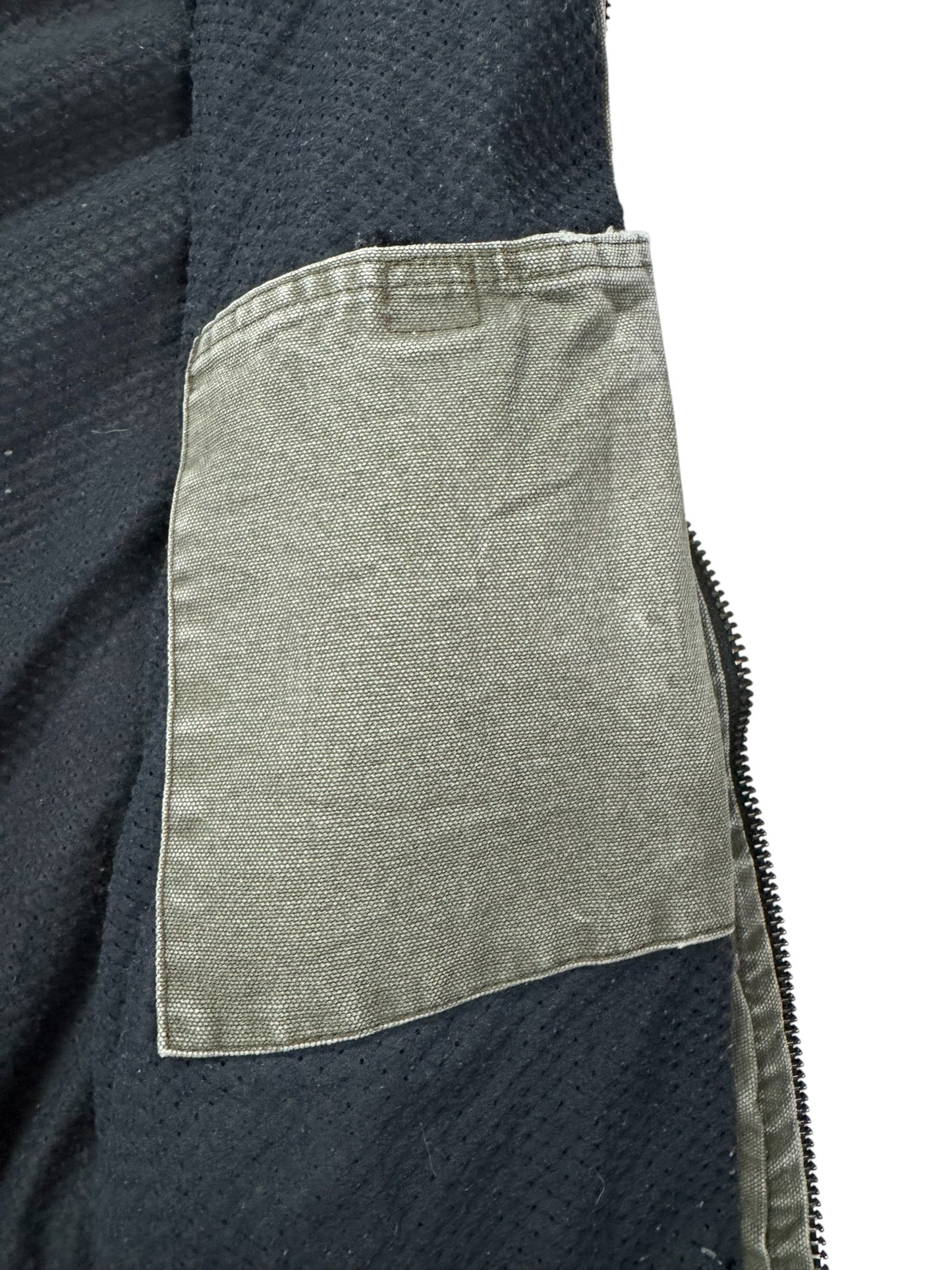 VTG Distressed Faded Carhartt J360 ARG Green Canvas Hooded Jacket Mesh Lined - M