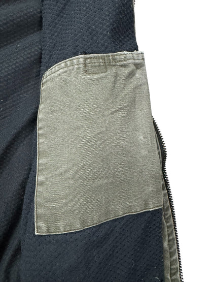 VTG Distressed Faded Carhartt J360 ARG Green Canvas Hooded Jacket Mesh Lined - M