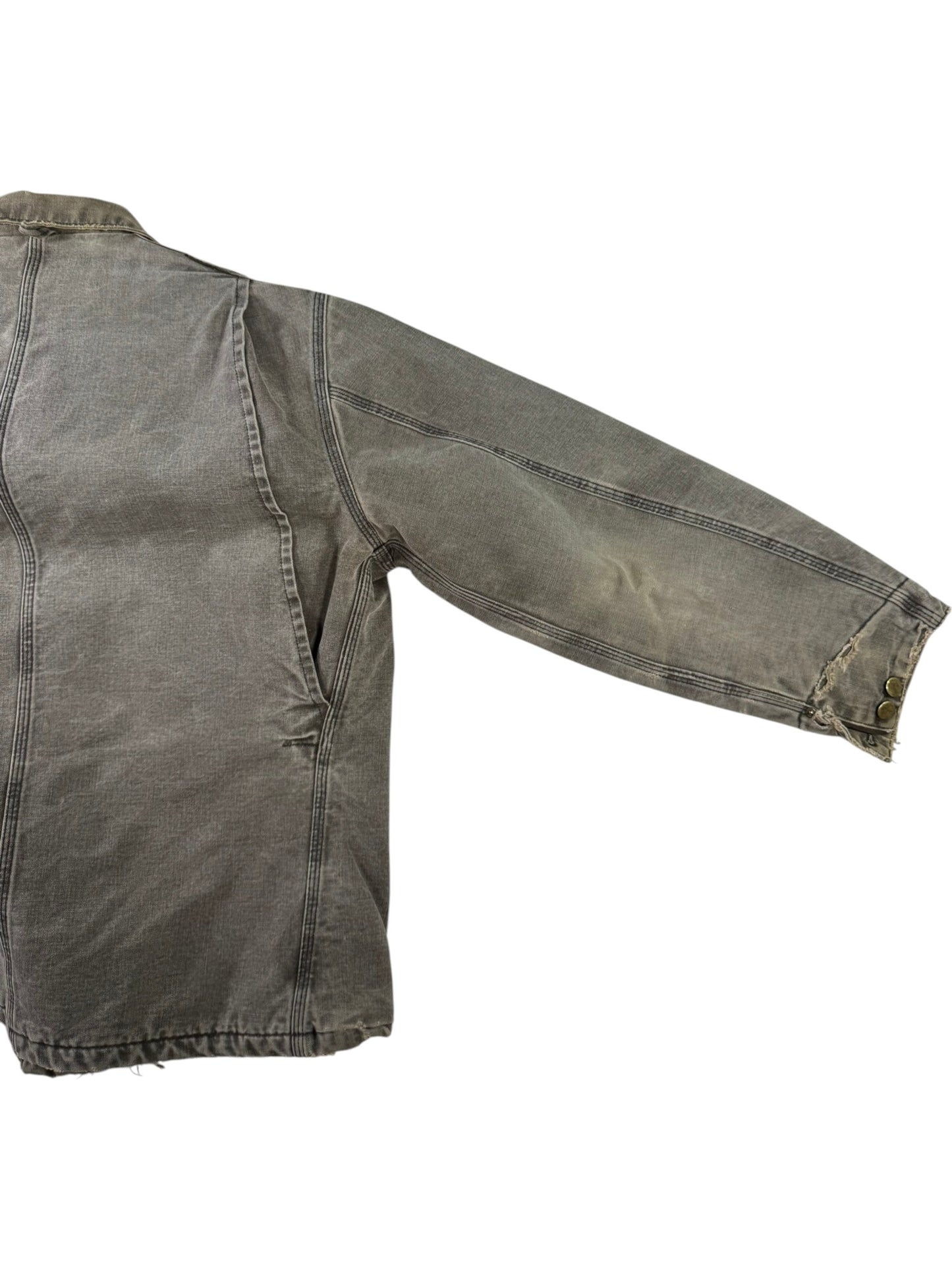 Vintage Carhartt C02CHT Faded Brown Canvas Blanket Lined Distressed Chore Coat XL