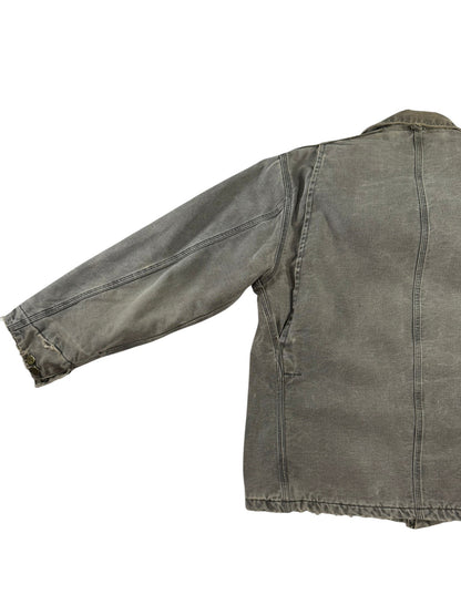 Vintage Carhartt C02CHT Faded Brown Canvas Blanket Lined Distressed Chore Coat XL