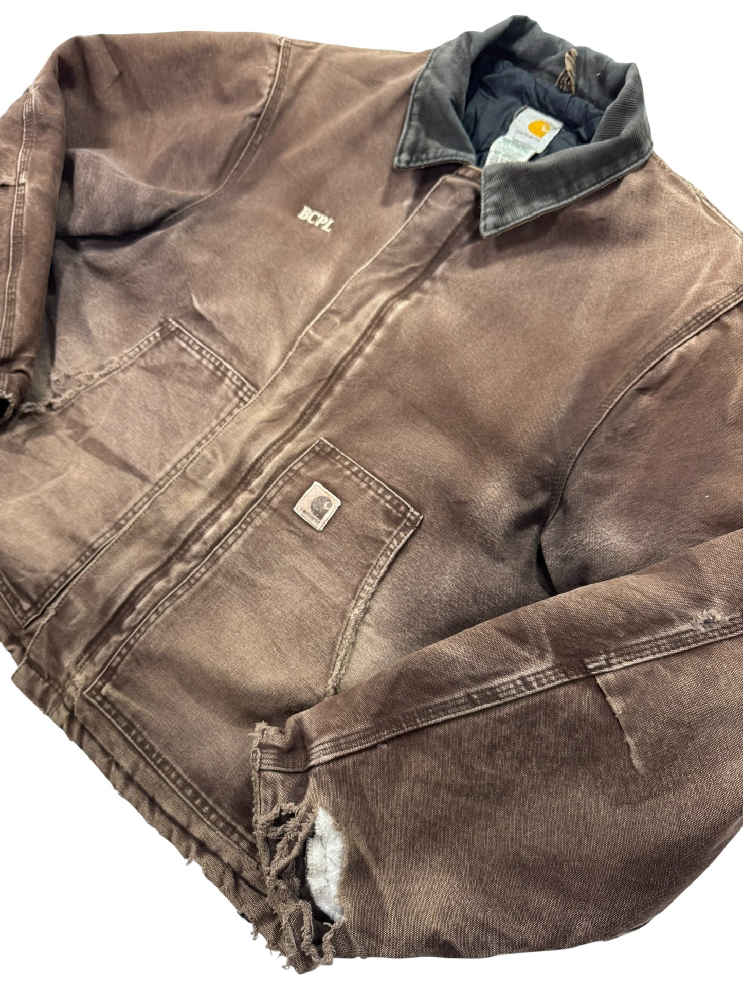 VTG Carhartt J22 DKB Detroit Quilted Artic Faded/Distressed Jacket - Made in USA - XL