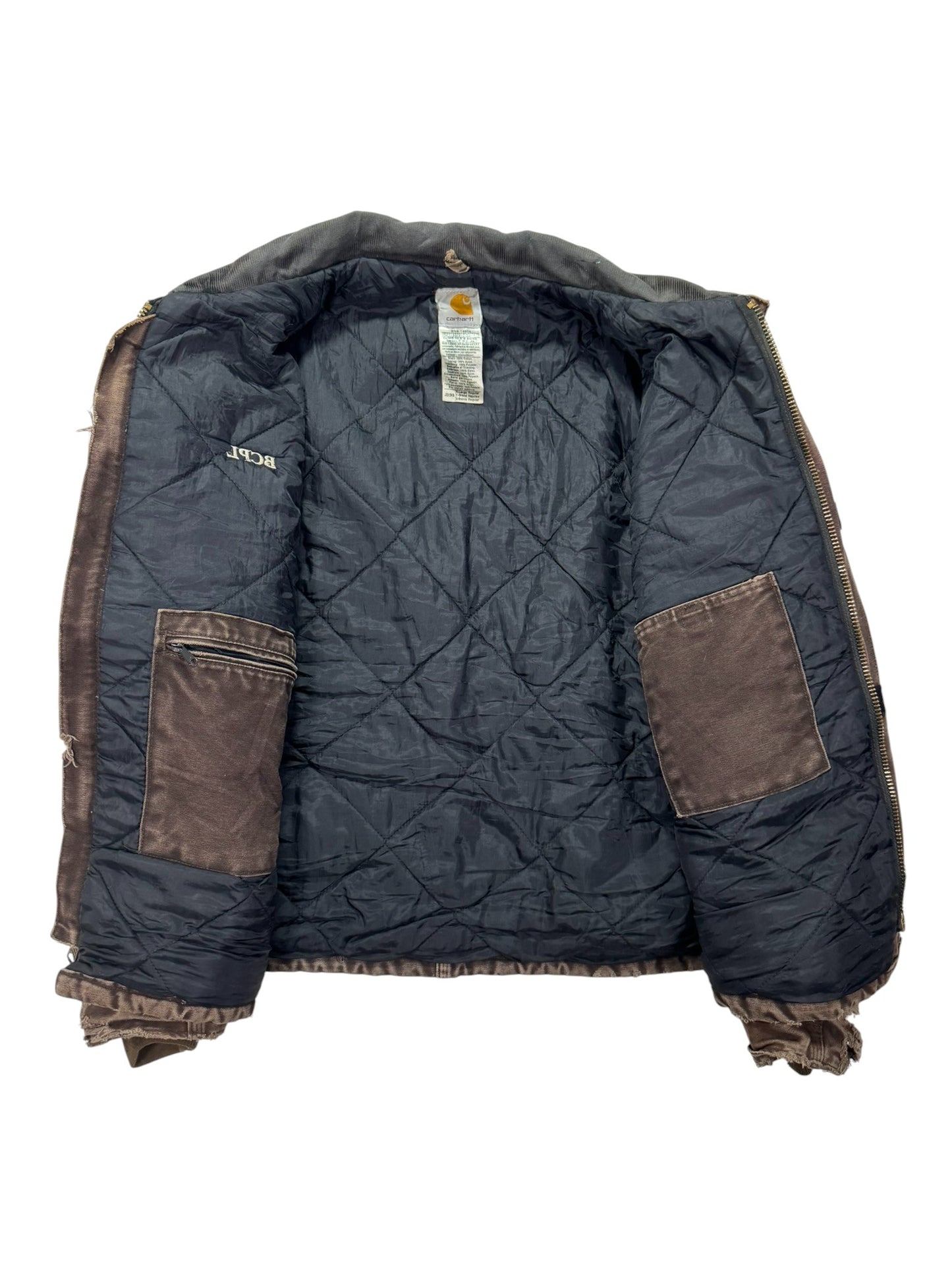 VTG Carhartt J22 DKB Detroit Quilted Artic Faded/Distressed Jacket - Made in USA - XL