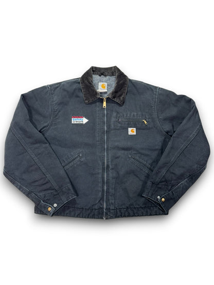 Vintage Carhartt J01 Black Detroit Blanket Lined Work Jacket - Made in USA - L