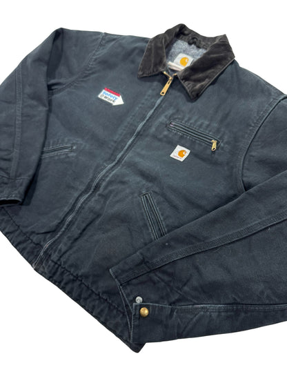 Vintage Carhartt J01 Black Detroit Blanket Lined Work Jacket - Made in USA - L