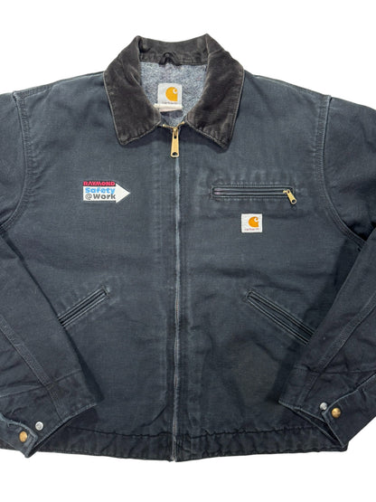 Vintage Carhartt J01 Black Detroit Blanket Lined Work Jacket - Made in USA - L