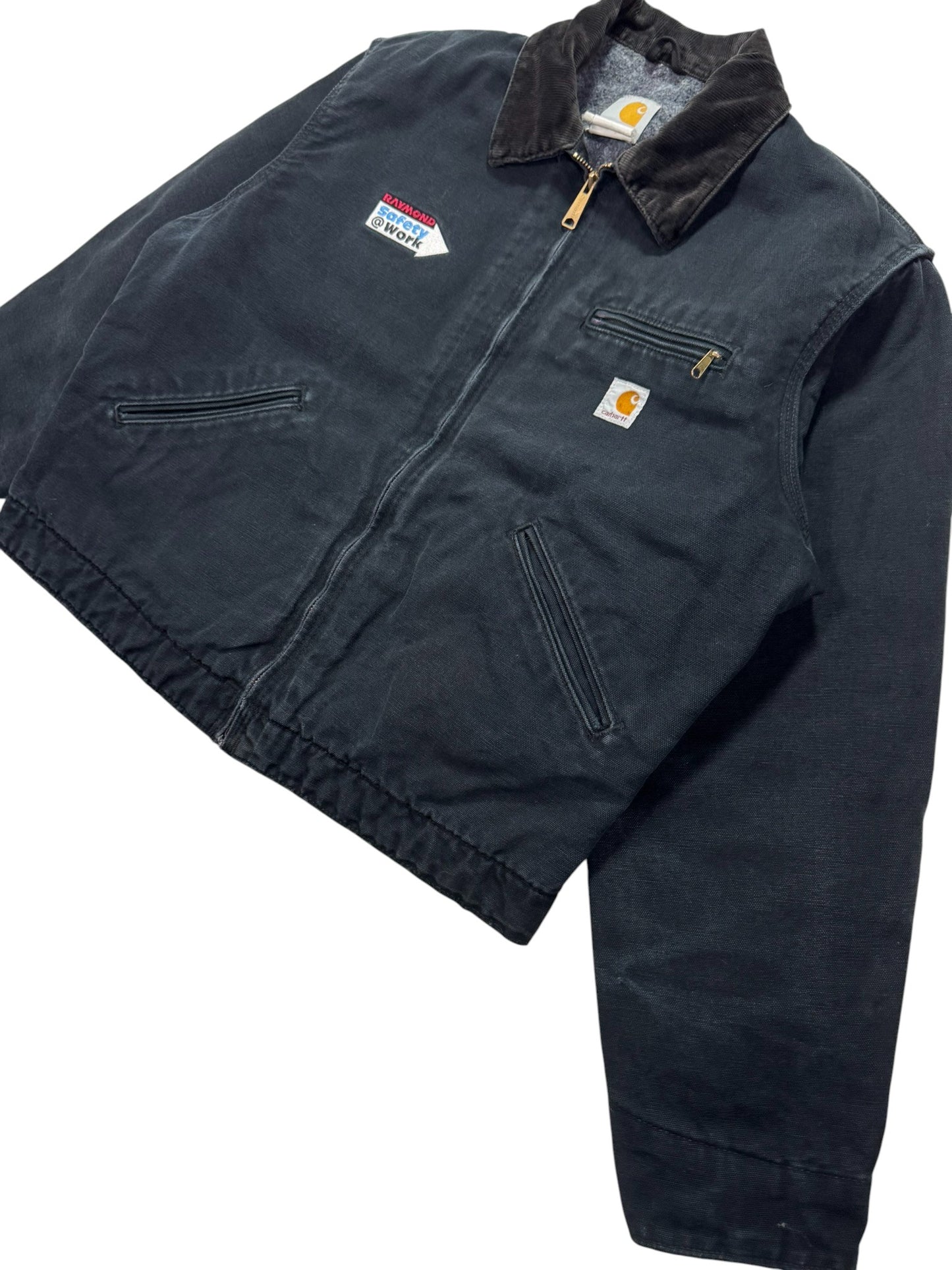 Vintage Carhartt J01 Black Detroit Blanket Lined Work Jacket - Made in USA - L