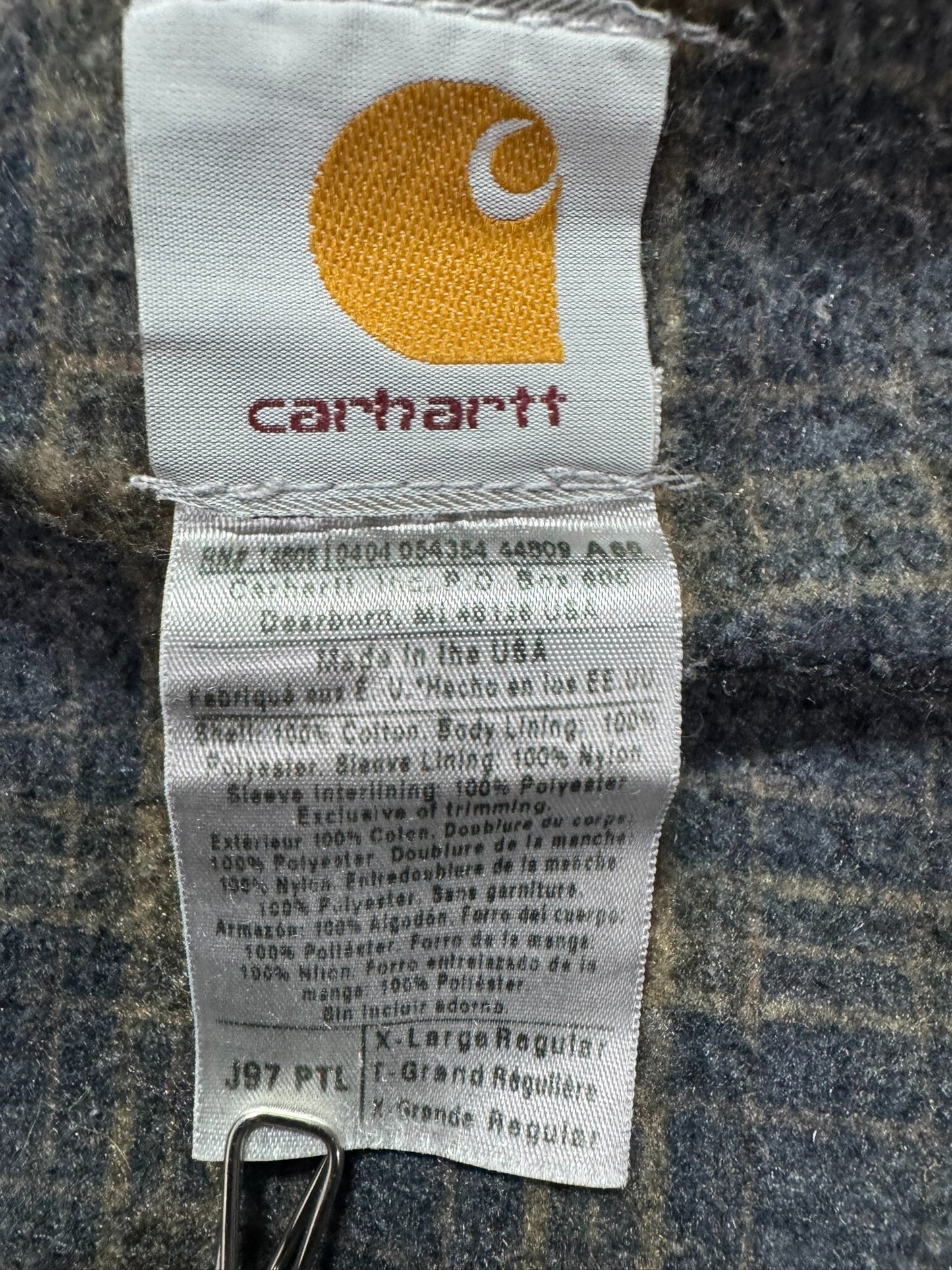 VTG Carhartt Detroit J97 PTL Blanket Lined Petrol Gray Jacket Made in USA Sz. XL