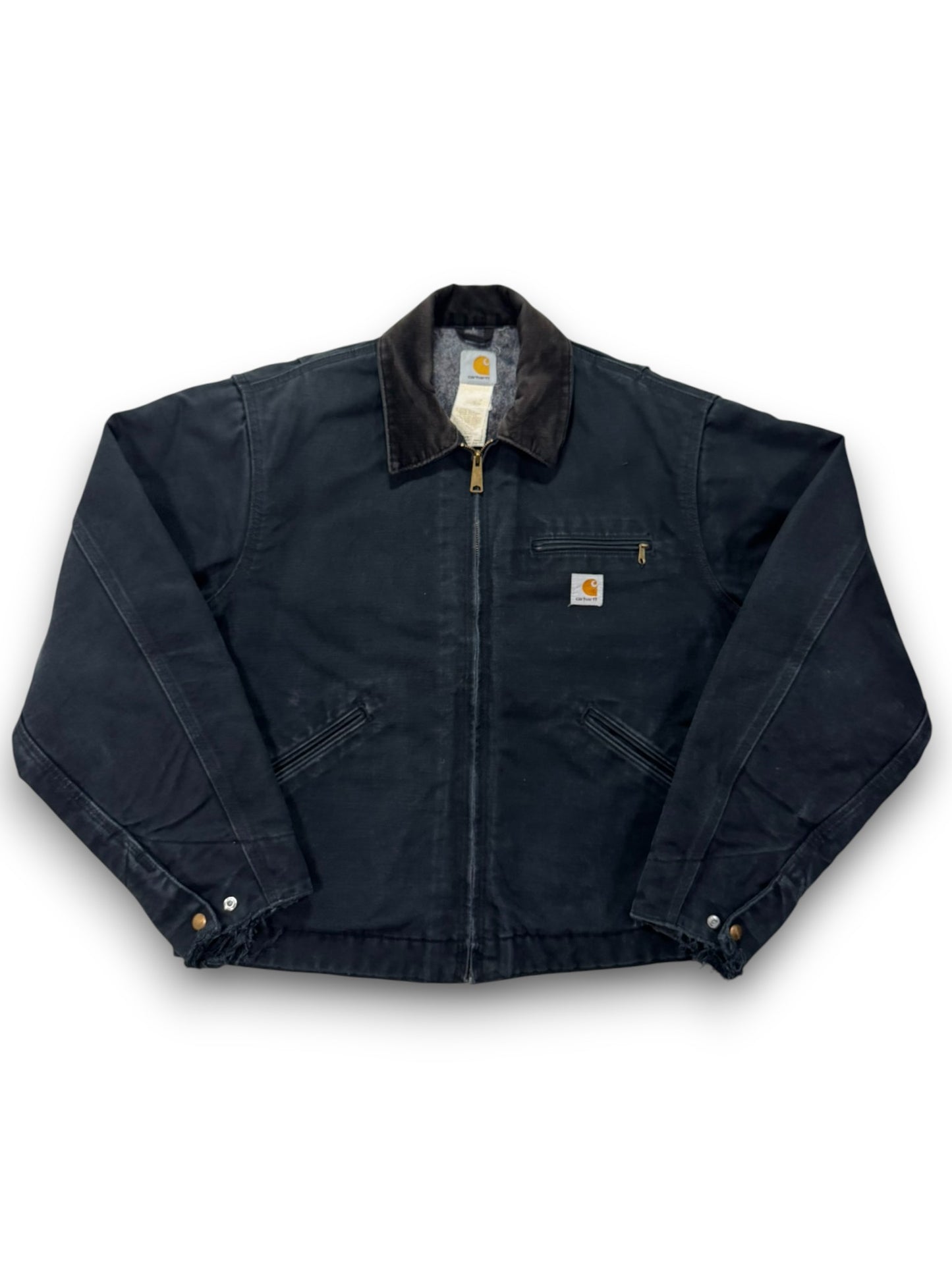 Vintage Distressed Carhartt J001 BLK Blanket Lined Detroit Jacket Made in Mexico - L