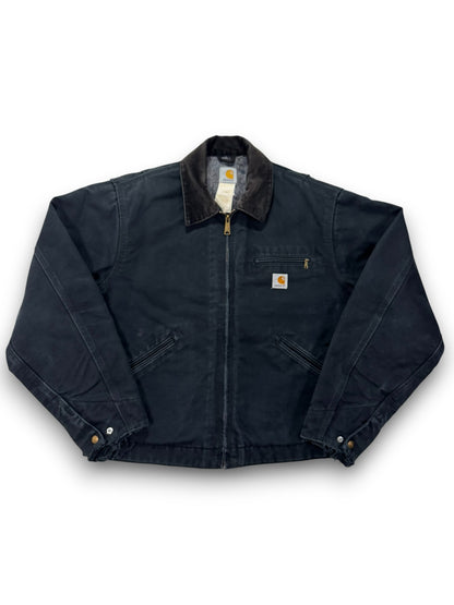 Vintage Distressed Carhartt J001 BLK Blanket Lined Detroit Jacket Made in Mexico - L