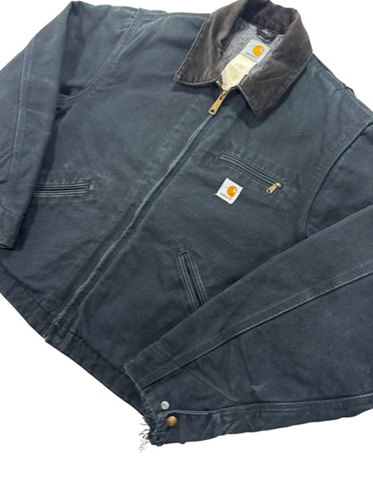 Vintage Distressed Carhartt J001 BLK Blanket Lined Detroit Jacket Made in Mexico - L