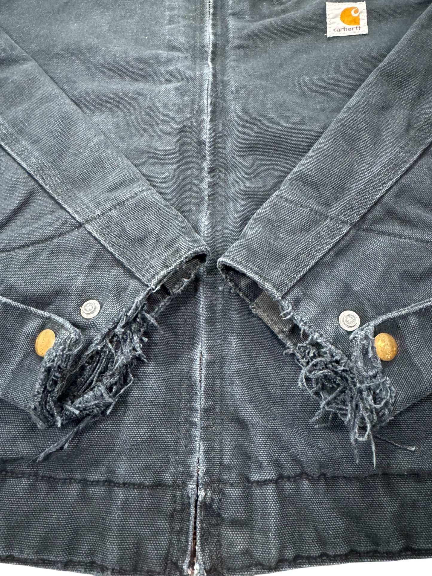Vintage Distressed Carhartt J001 BLK Blanket Lined Detroit Jacket Made in Mexico - L