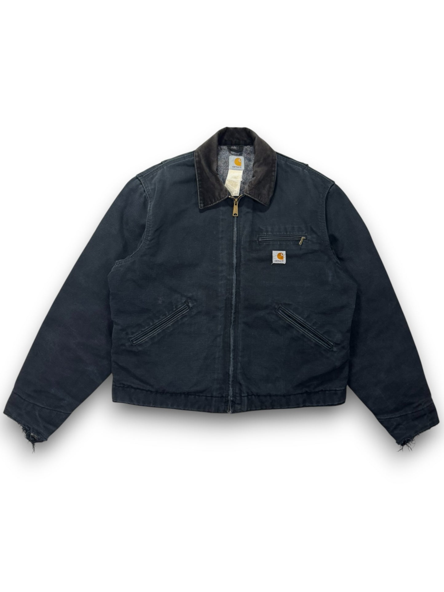 Vintage Distressed Carhartt J001 BLK Blanket Lined Detroit Jacket Made in Mexico - L