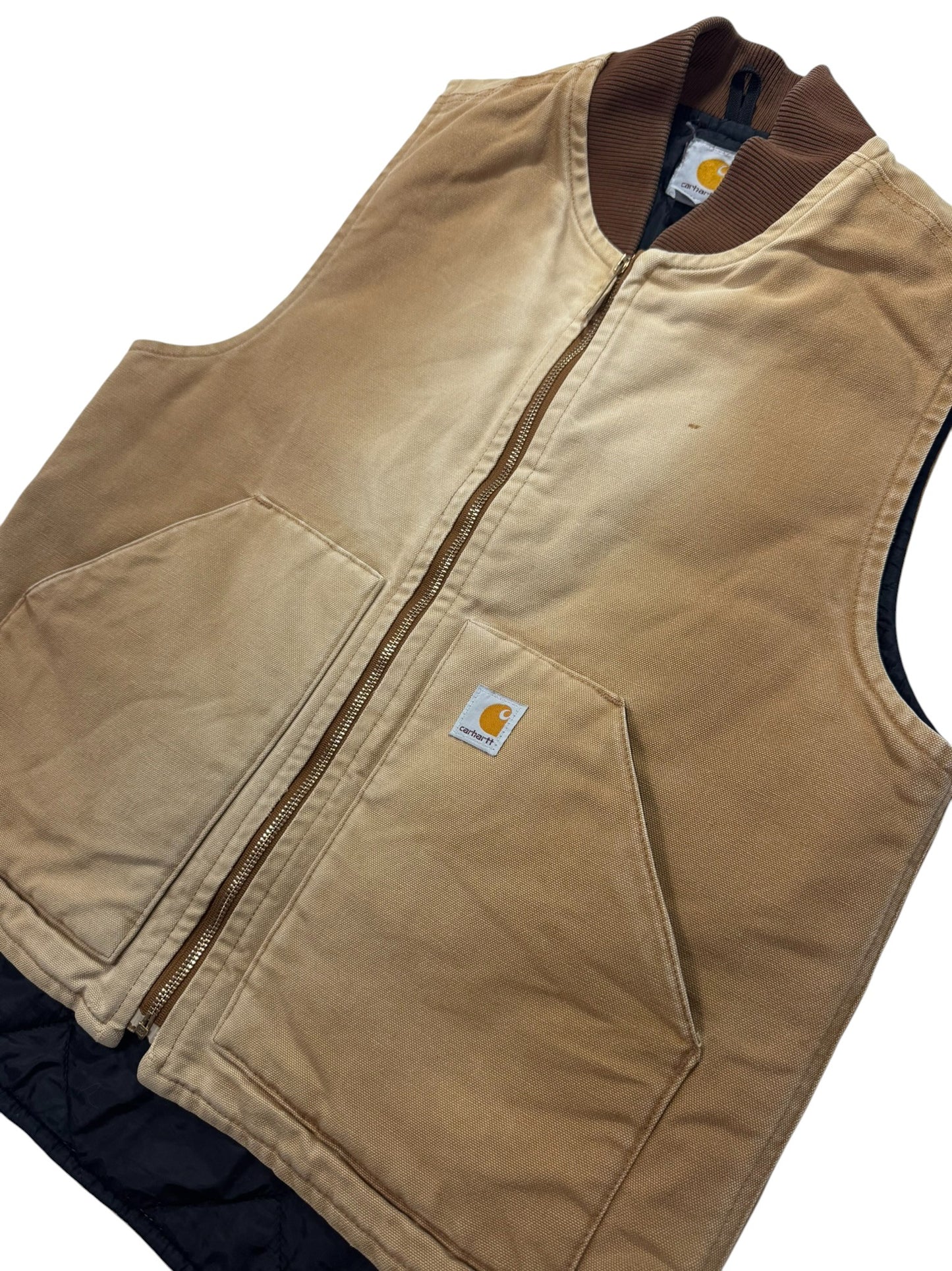Vintage Carhartt V01 BRN Canvas Work Vest / Gilet Faded Brown - Men's Medium