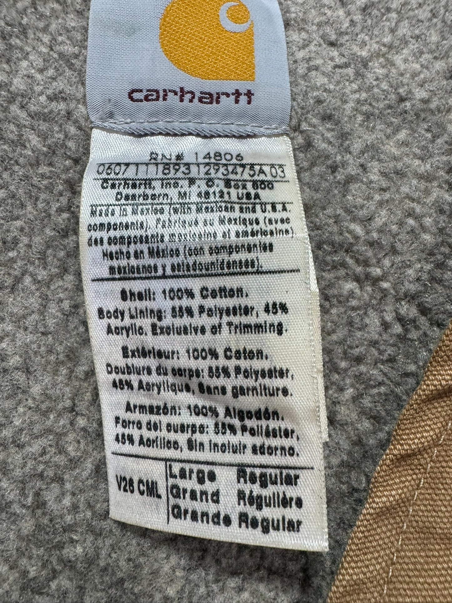 Vintage Carhartt V26 CML Canvas Full Zip Sherpa Lined Vest - Men's Large