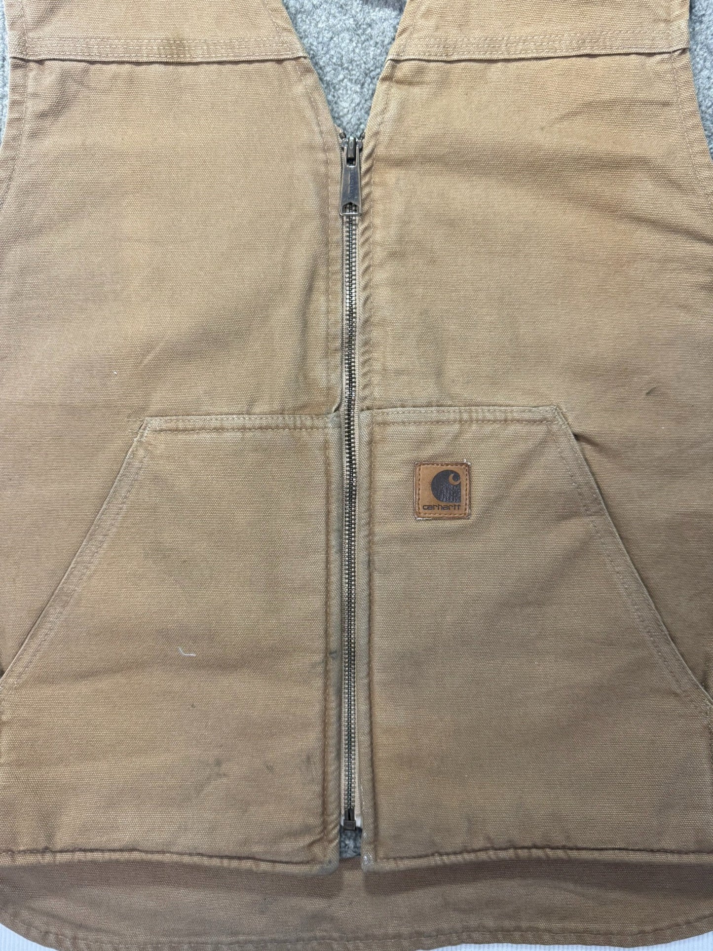 Vintage Carhartt V26 CML Canvas Full Zip Sherpa Lined Vest - Men's Large