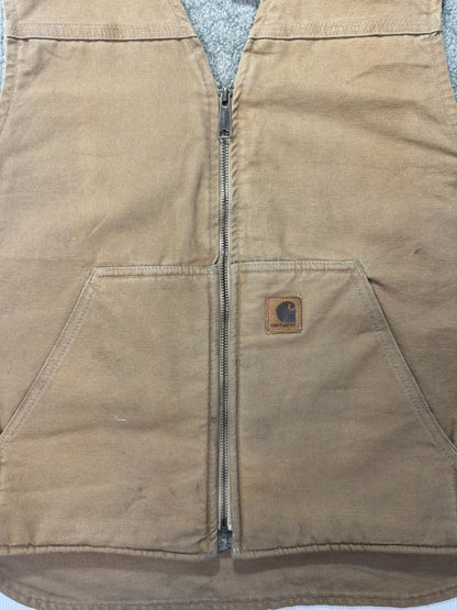 Vintage Carhartt V26 CML Canvas Full Zip Sherpa Lined Vest - Men's Large