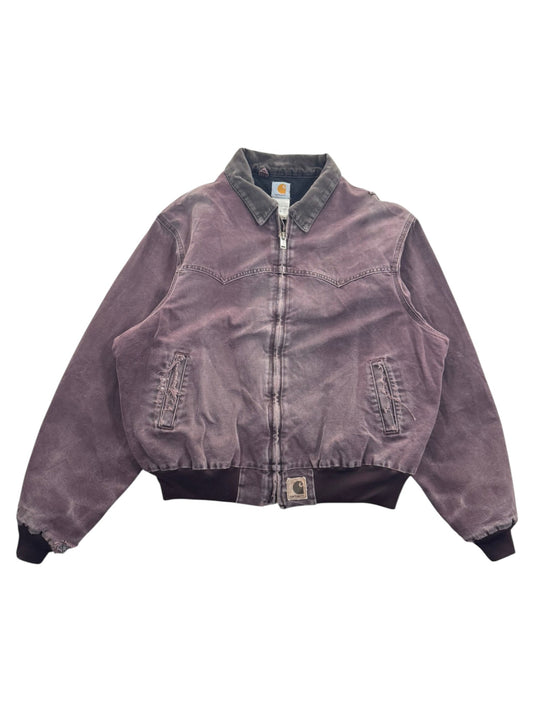Vintage Carhartt Santa Fe Jacket J14 BRG Burgundy Canvas Bomber USA Men's 2XL