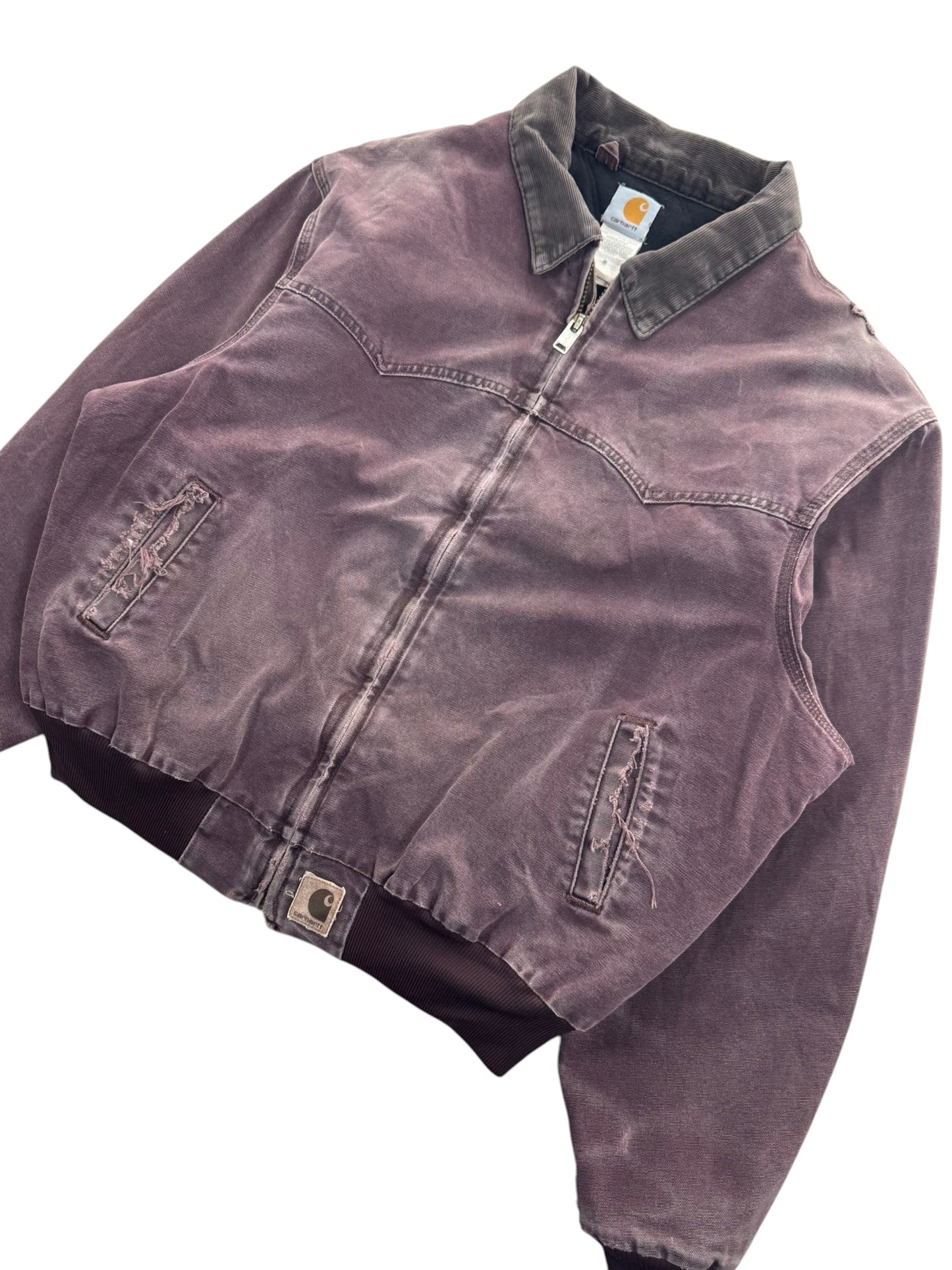Vintage Carhartt Santa Fe Jacket J14 BRG Burgundy Canvas Bomber USA Men's 2XL