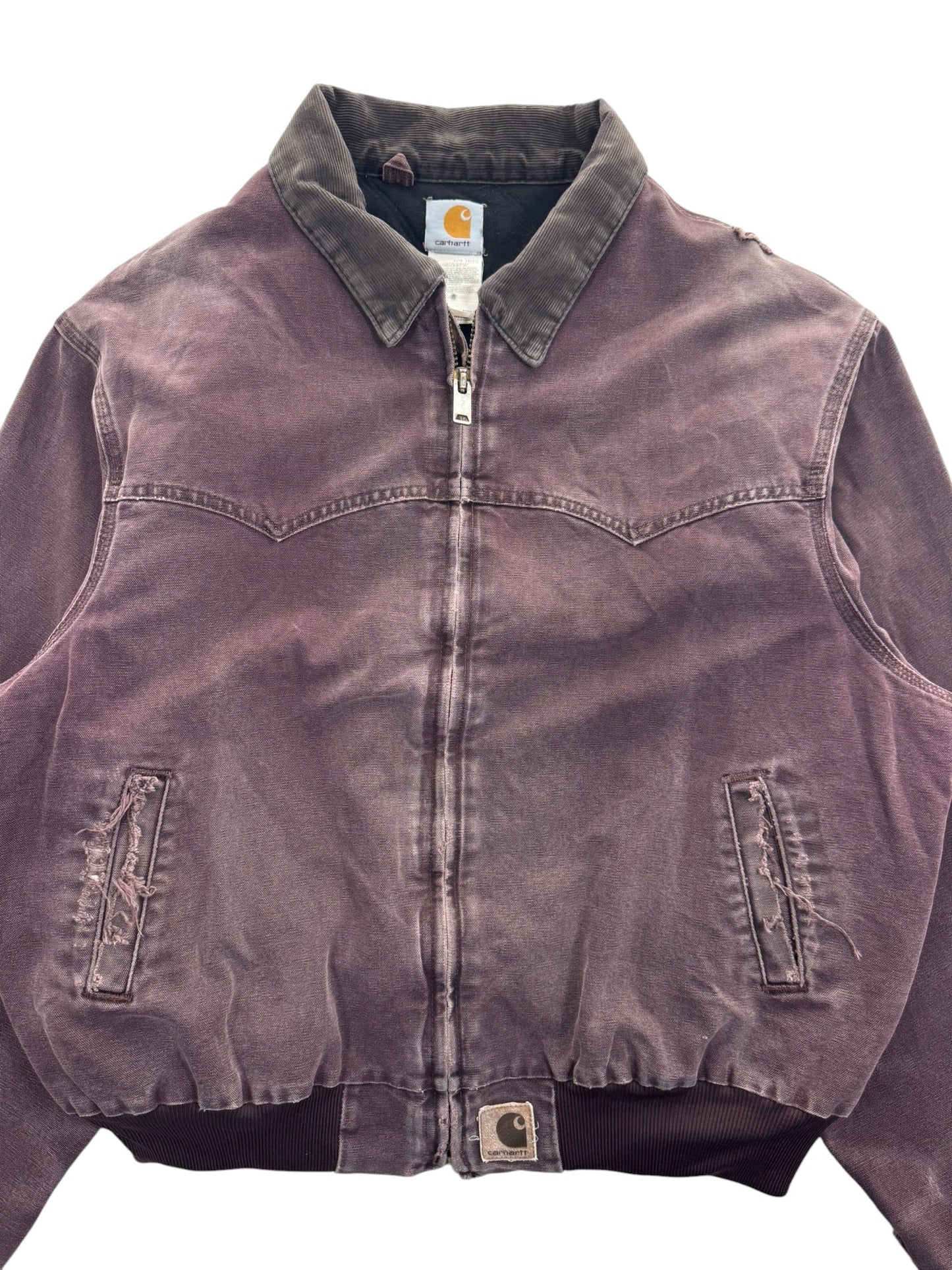 Vintage Carhartt Santa Fe Jacket J14 BRG Burgundy Canvas Bomber USA Men's 2XL