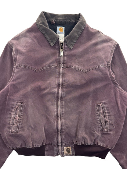 Vintage Carhartt Santa Fe Jacket J14 BRG Burgundy Canvas Bomber USA Men's 2XL