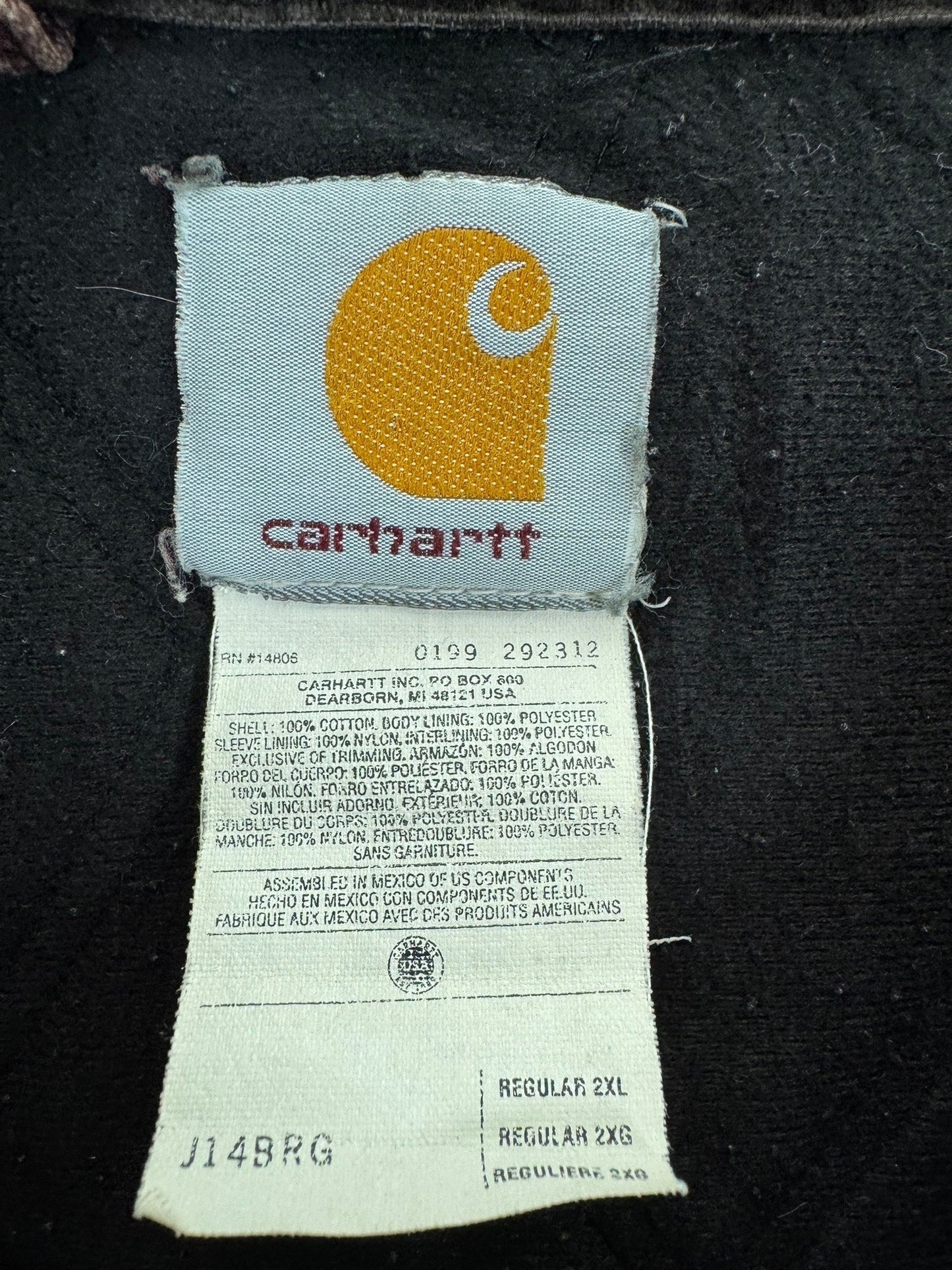Vintage Carhartt Santa Fe Jacket J14 BRG Burgundy Canvas Bomber USA Men's 2XL